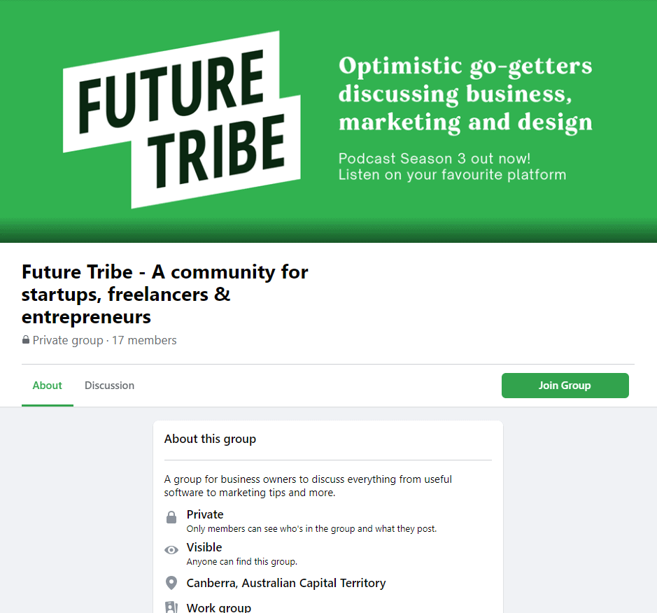 Future Tribe Facebook group screenshot
