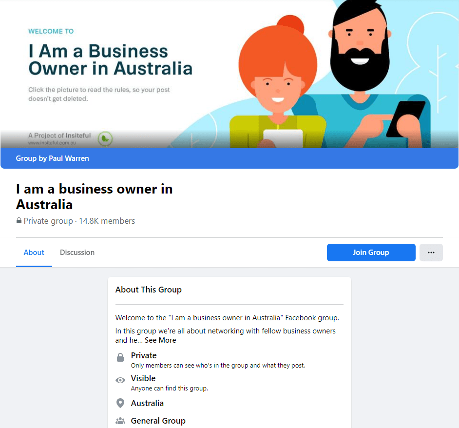 I am  business owner in Australia group screenshot