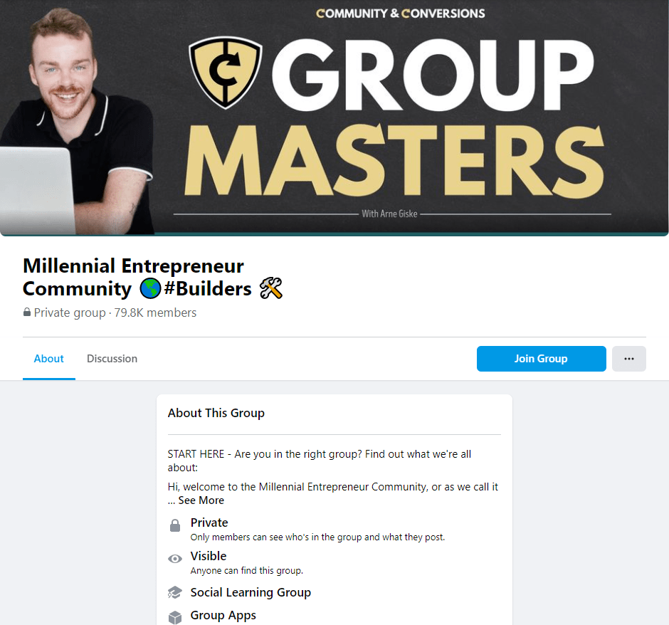 Millennial Entrepreneur Community group screenshot