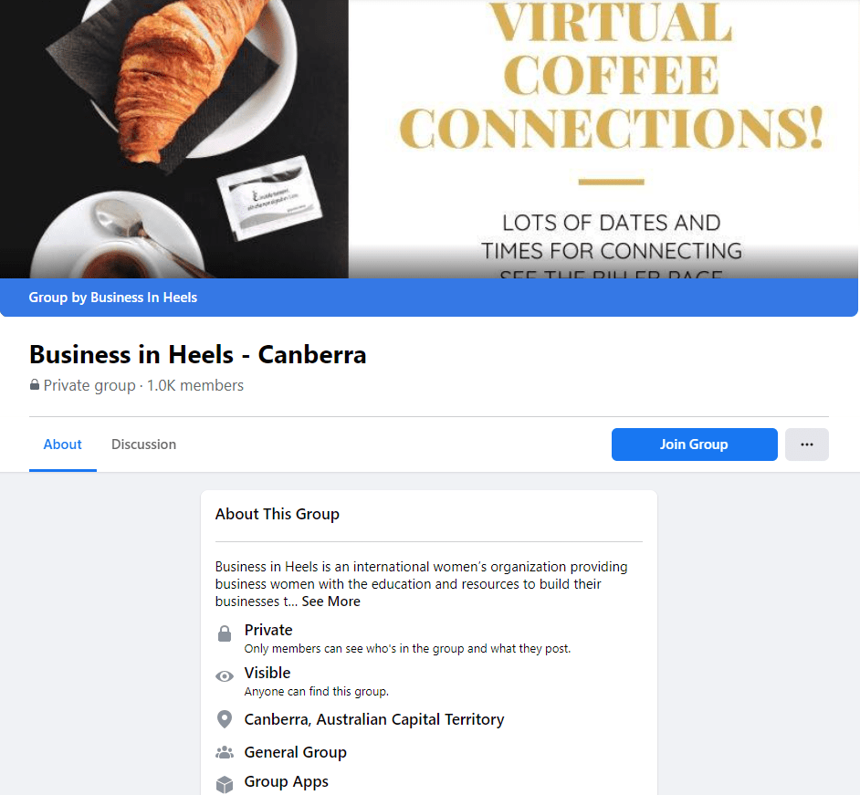 Business in Heels Facebook group screenshot