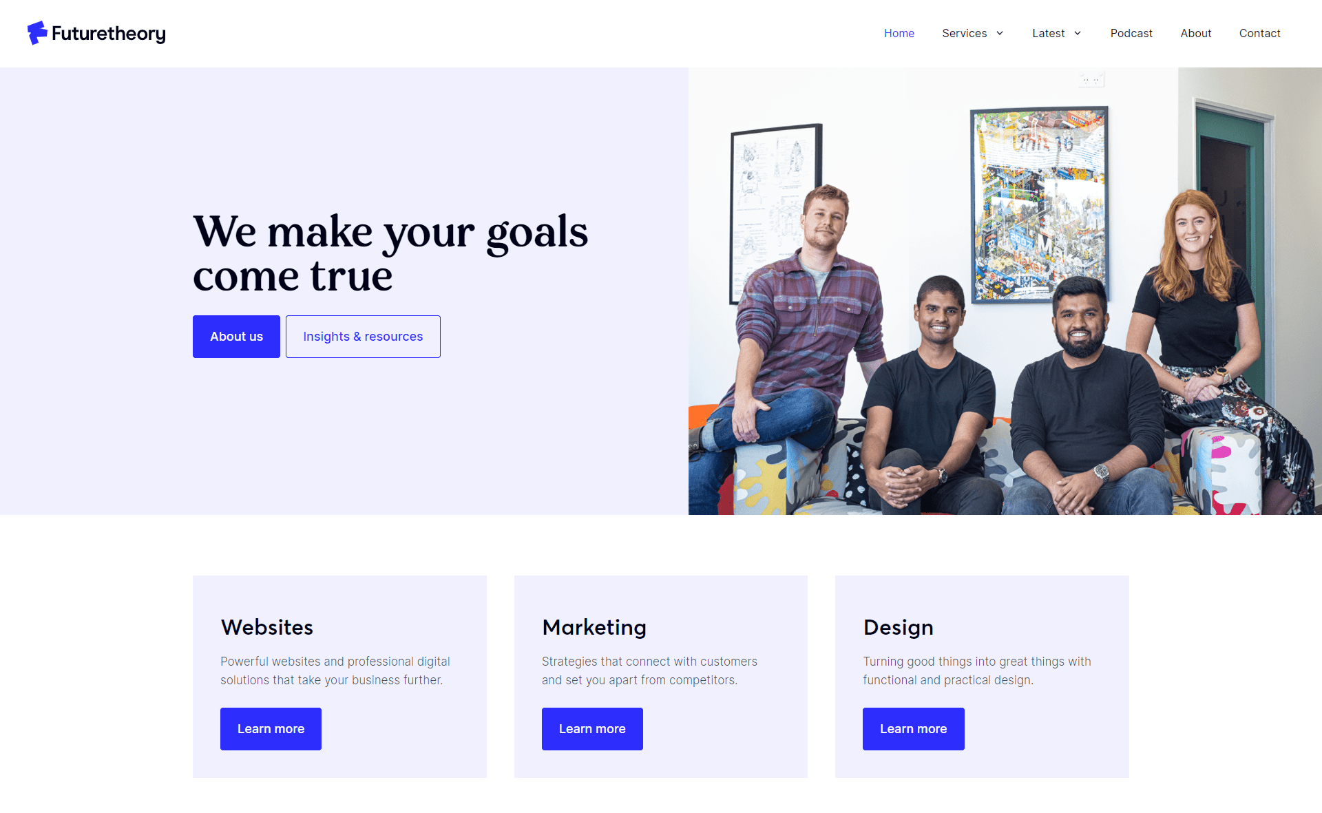 The futuretheory website homepage 