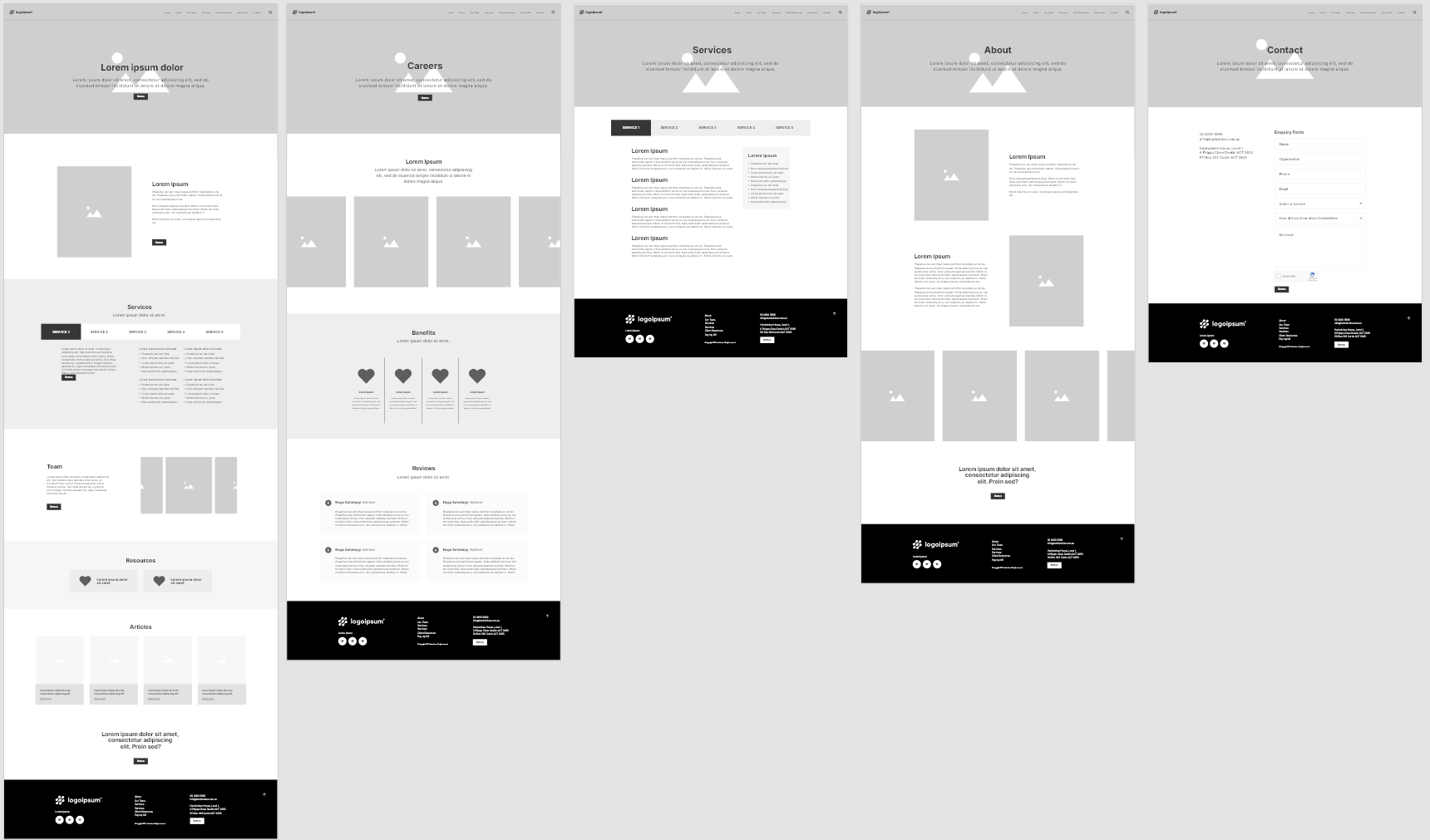 Example of a wireframe on Adobe XD.